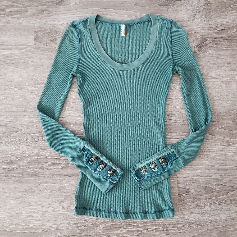 Free People Cyprus Green Thermal Top Motor Cuff
